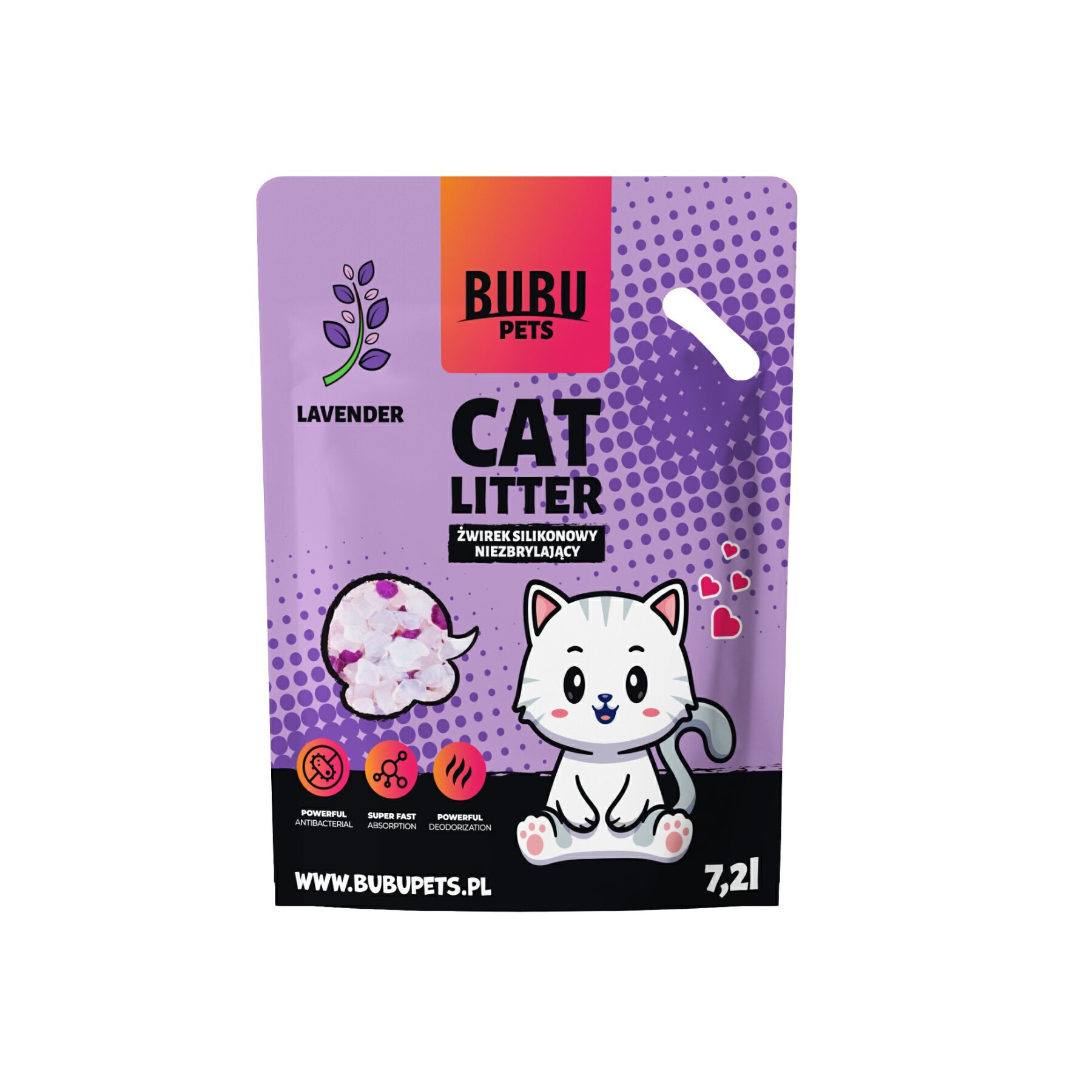 Litière pour chat en gel de silice lavande BUBU Pets