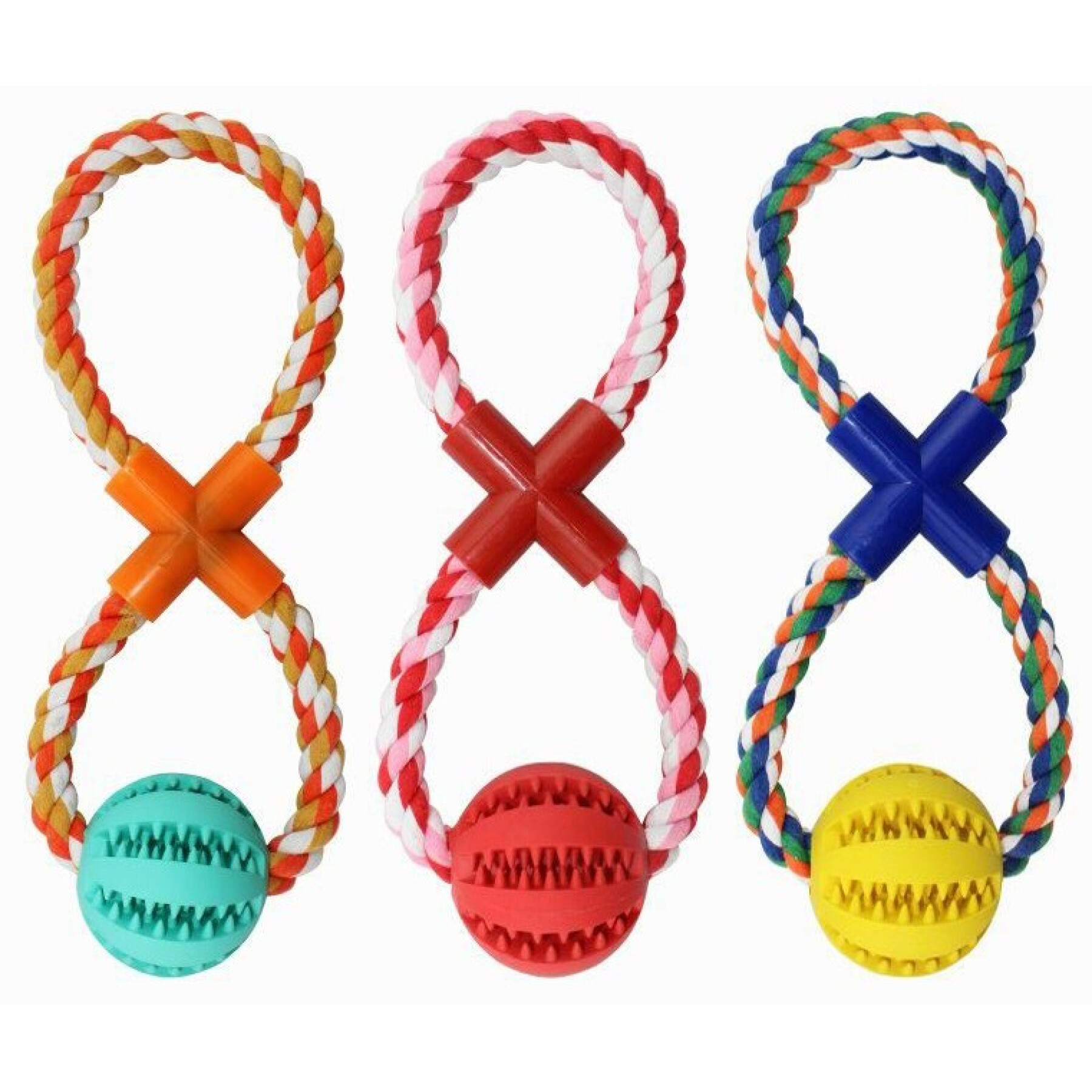 Jouet pour chien baseball dentaire avec corde en coton en forme de 8 BUBU Pets