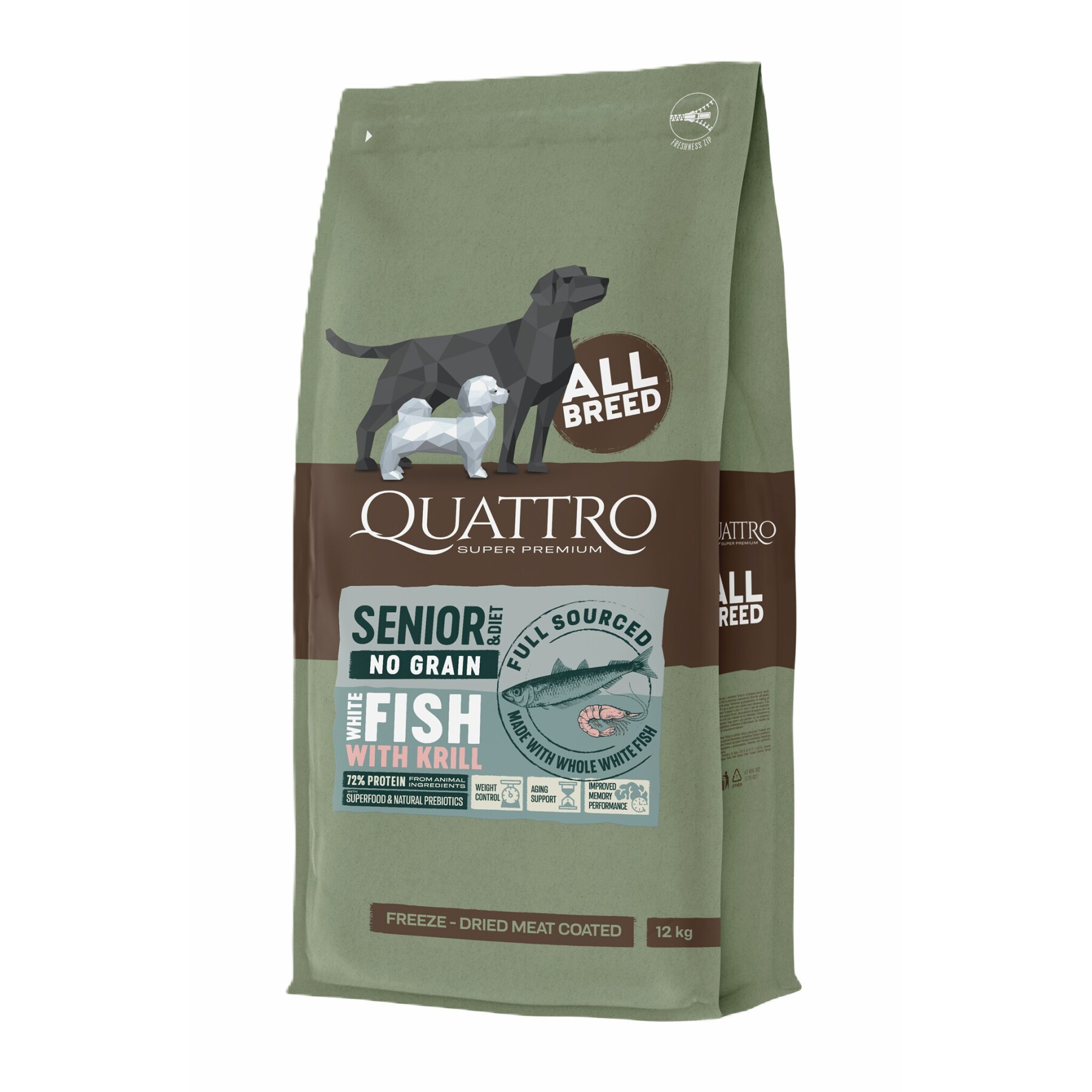 Croquettes pour chien toutes races sans céréales poisson blanc et krill BUBU Pets Quatro Super Premium
