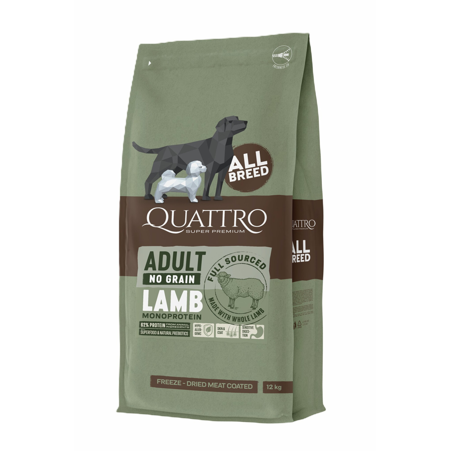 Croquettes pour chien toutes races sans sans céréales agneau BUBU Pets Quatro Super Premium