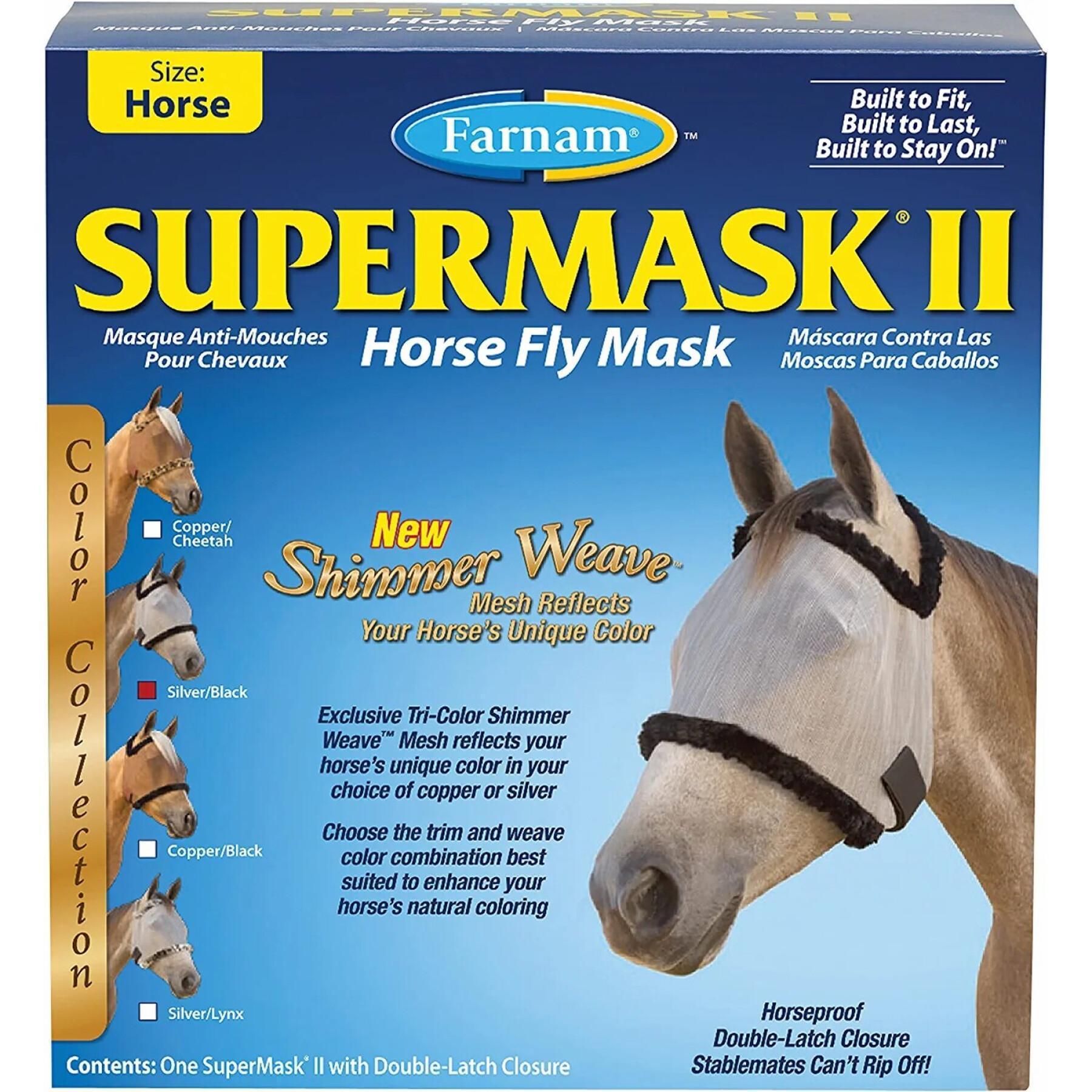 Masque anti-mouches pour cheval sans oreilles Farnam Supermask II Yearling yearling