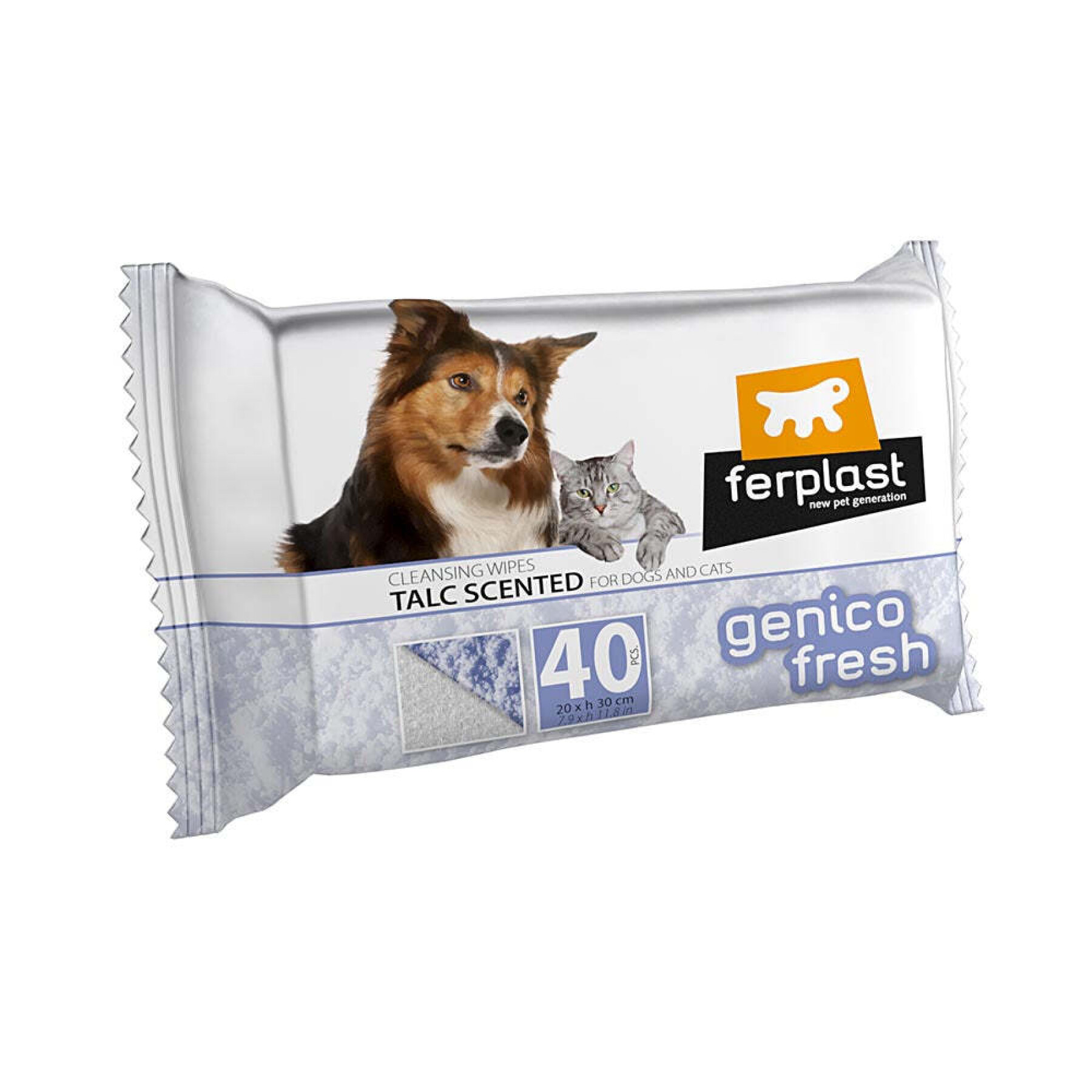 Lingettes nettoyantes pour chien et chat talc Ferplast Genico Fresh (x40)