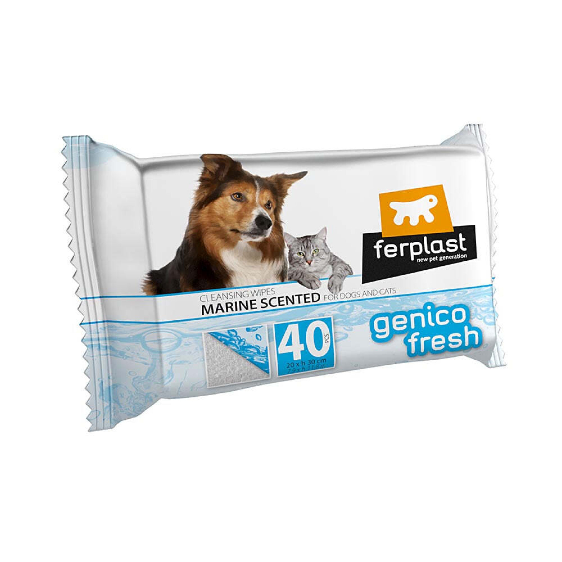 Lingettes nettoyantes pour chien et chat marine Ferplast Genico Fresh (x40)