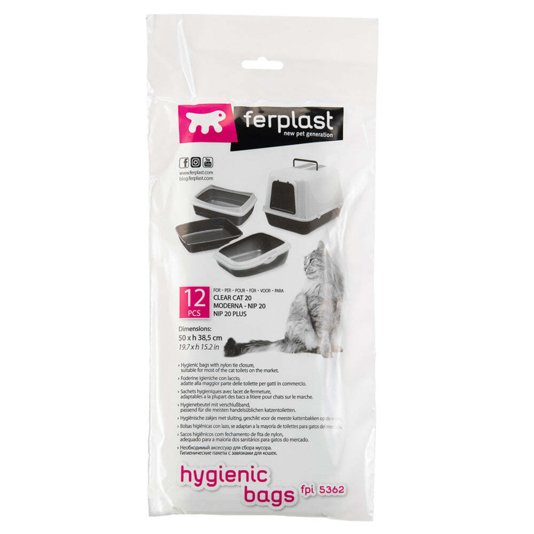 Sac hygiénique pour bac à litière pour chat Ferplast FPI 5362 (x12)