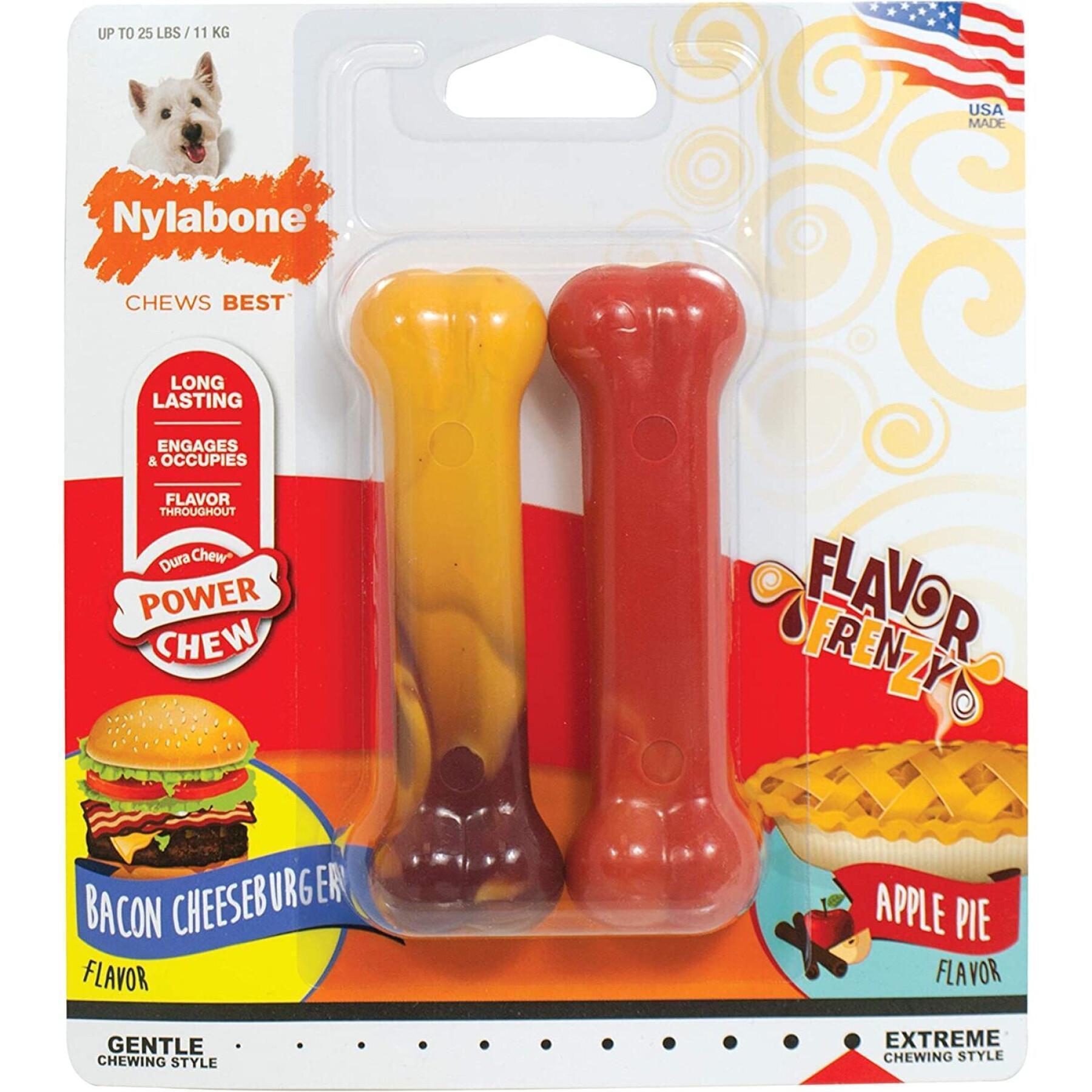 Lot de 2 jouets pour chien Nylabone Extreme Chew - Cheeseburger And Apple Flavour S