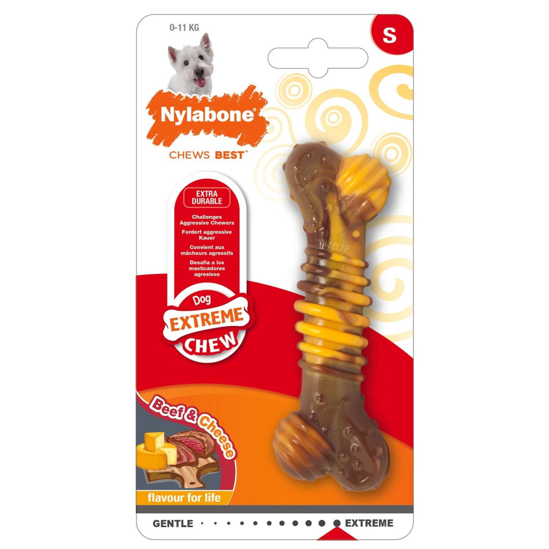 Jouet pour chien Nylabone Extreme Chew - Texture Bone Steak And Cheese S