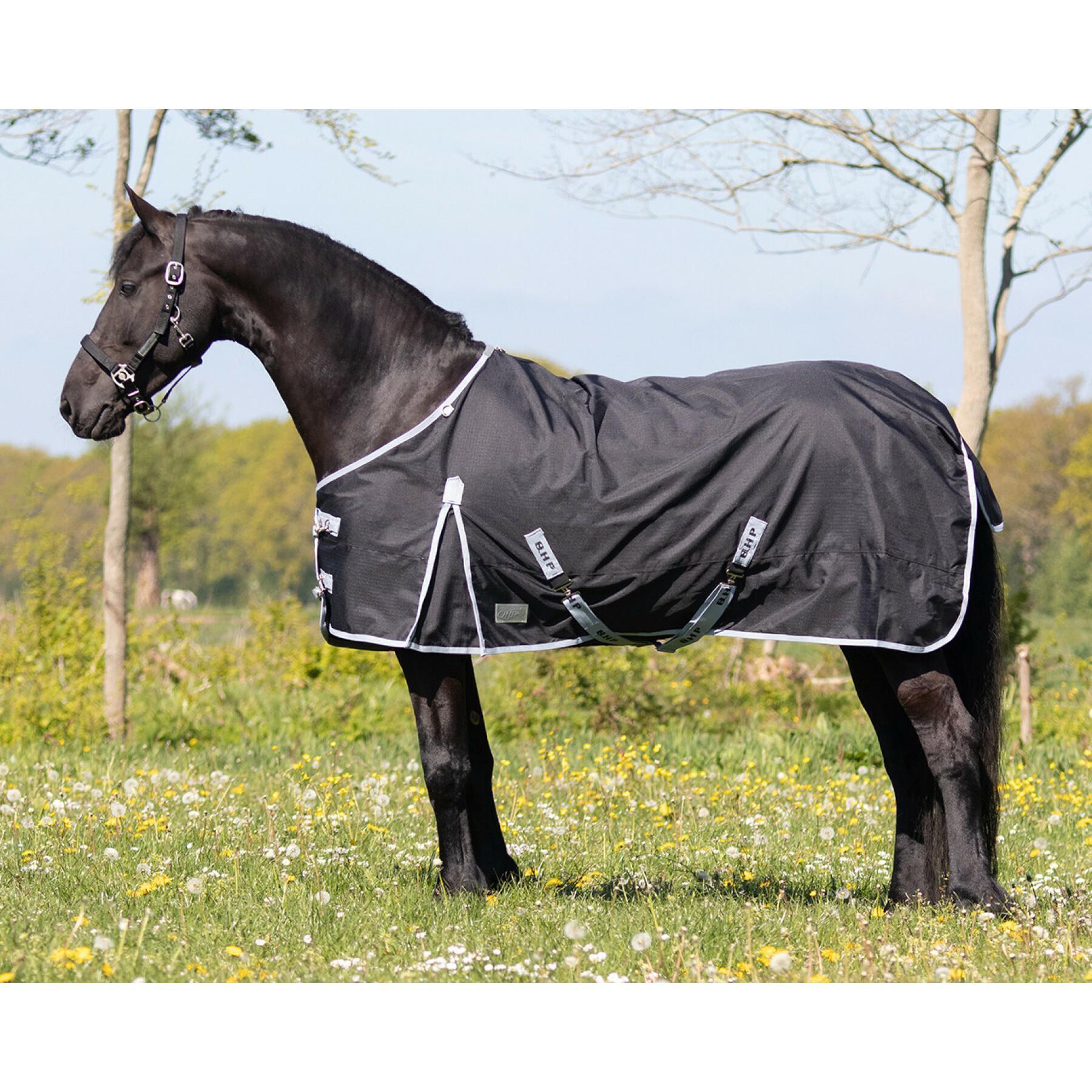 QHP plaid couverture polaire pour cheval basic une imperméabilité avec couvre-cou bleu 