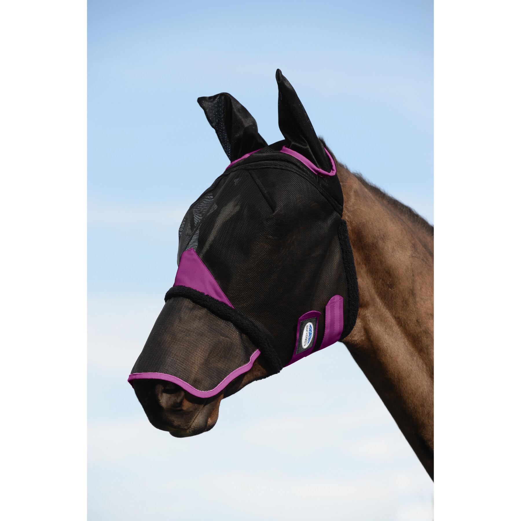 Masque anti-mouches pour cheval en maille durable avec protection oreilles et museau Weatherbeeta Comfitec Deluxe